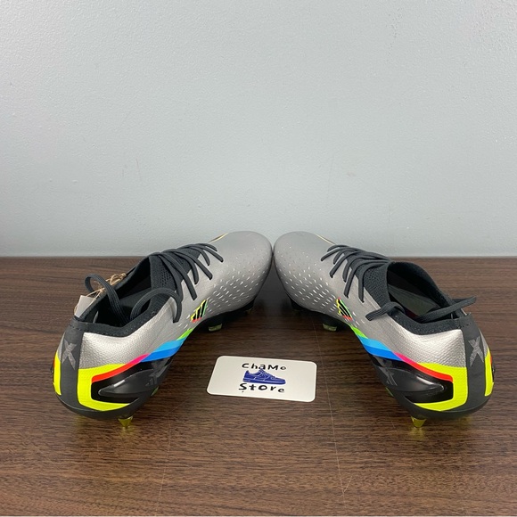 adidas soccer Silver Athletic Shoes with Multicolor Stripes